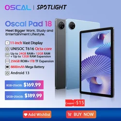 Oscal Pad-Tableta 18 de 11 pulgadas, dispositivo con pantalla FHD +, 24GB (12 + 12), 256GB, Octa Core, batería de 8800mAh, Android 13 de 13MP, estreno mundial