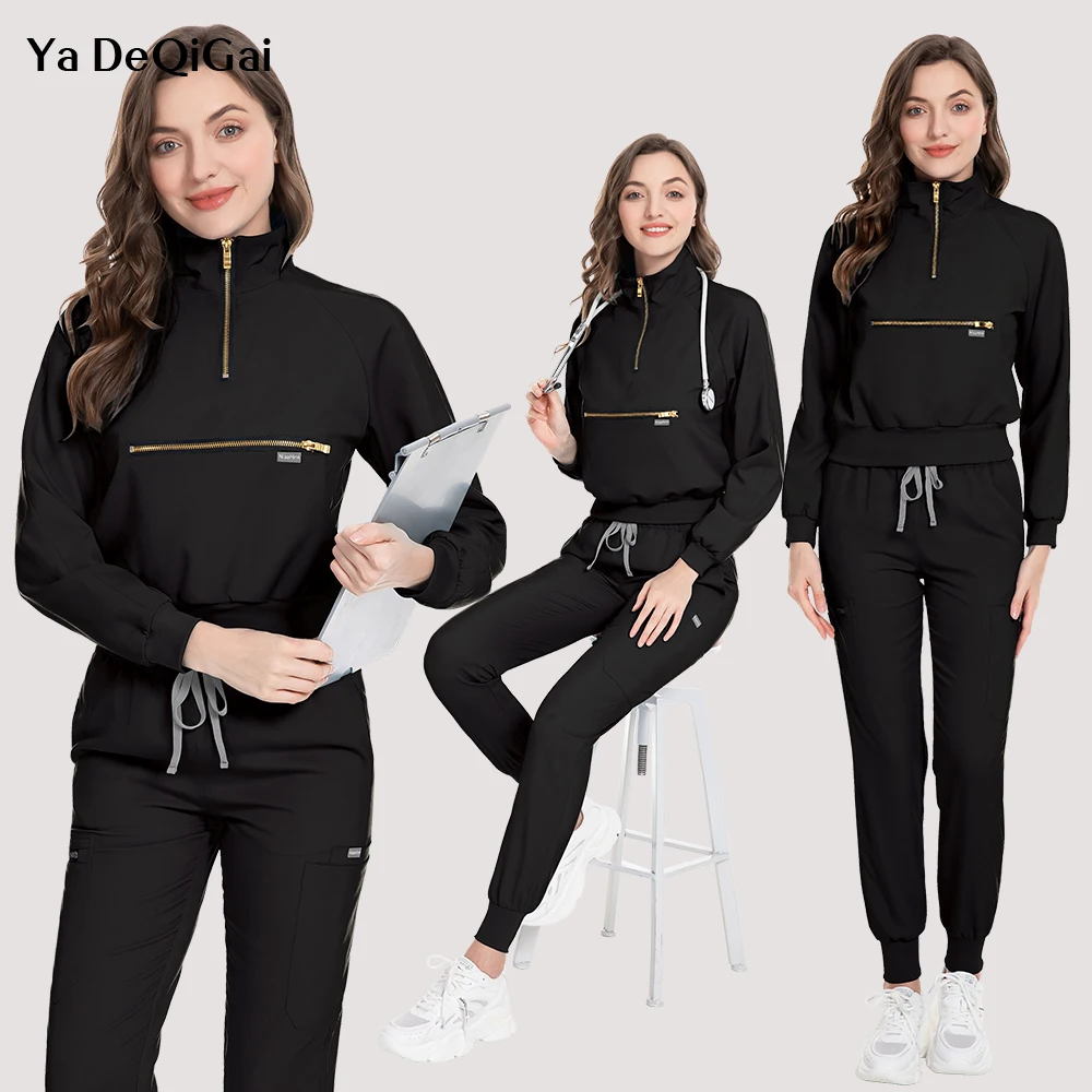 Women Jogger Suit Scrubs Set Nurse Accessories Medical Surgical Uniform Unisex Slim Comfort Clinical Operating Room Work Clothes