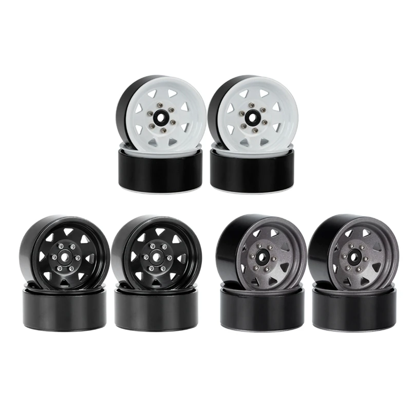 4PCS 85Mm 1.55 Metal Beadlock Wheel Rims Tires Set For 1/10 RC Crawler Car Axial Yeti Jr RC4WD D90 TF2 Tamiya