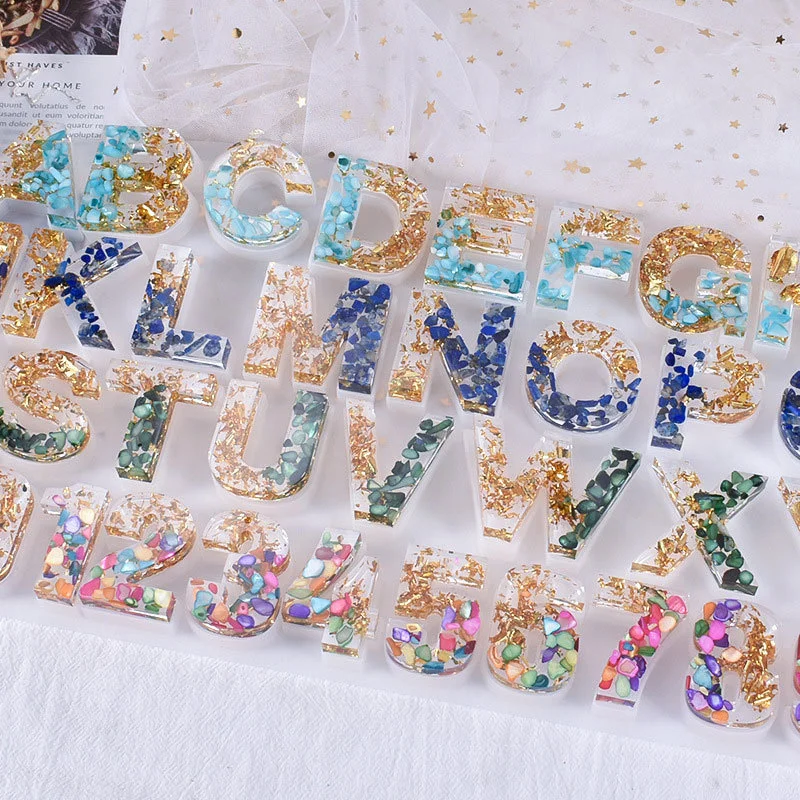 Alphabet Letter Number Decoration Craft Silicone Mold With Hole for Earring Pendant Creative Keychain Crystal Epoxy Resin Mold