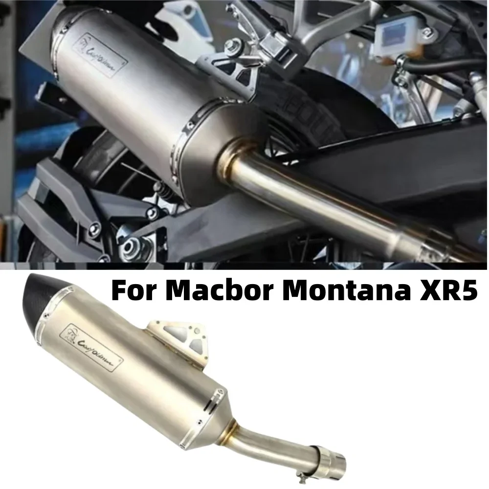 NEW For Macbor Montana XR5 Turbo Exhaust Down Pipe Moto Silencer With Muffler