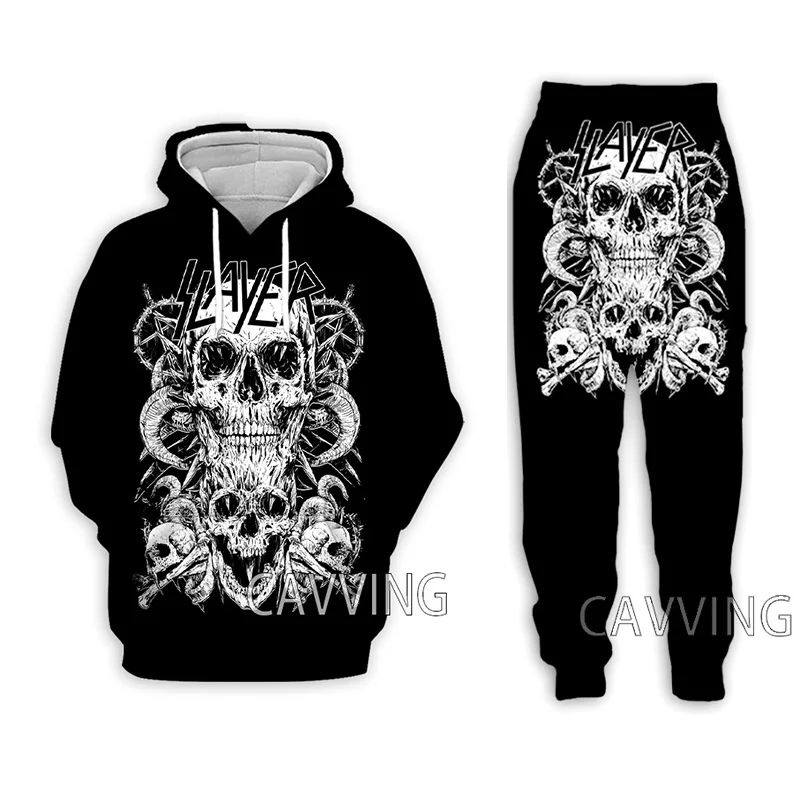 Classic Rock Slayer Hoodies Pants Set 3D Print Men Women Tracksuit Outfits Fashion Hooded Sweatshirt Men's Clothing 2 Piece Sets