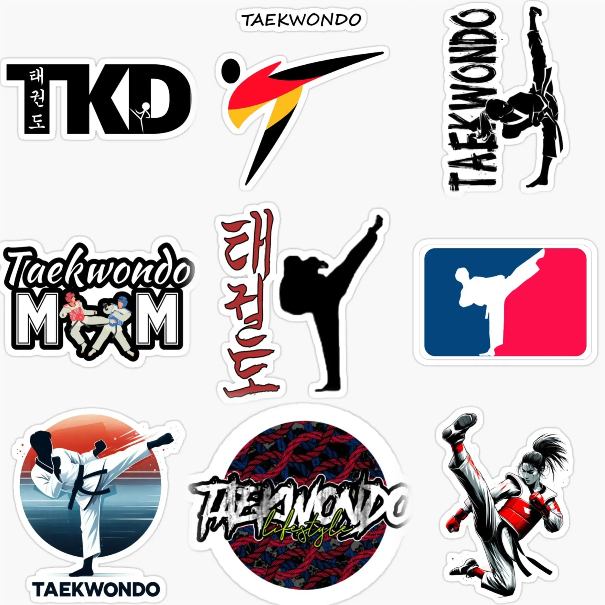 

TKD Taekwondo Combat Kicking Creative PVC Car Stickers Accessories Van Bicycle Helmet Window Wall Decal Customizable Size