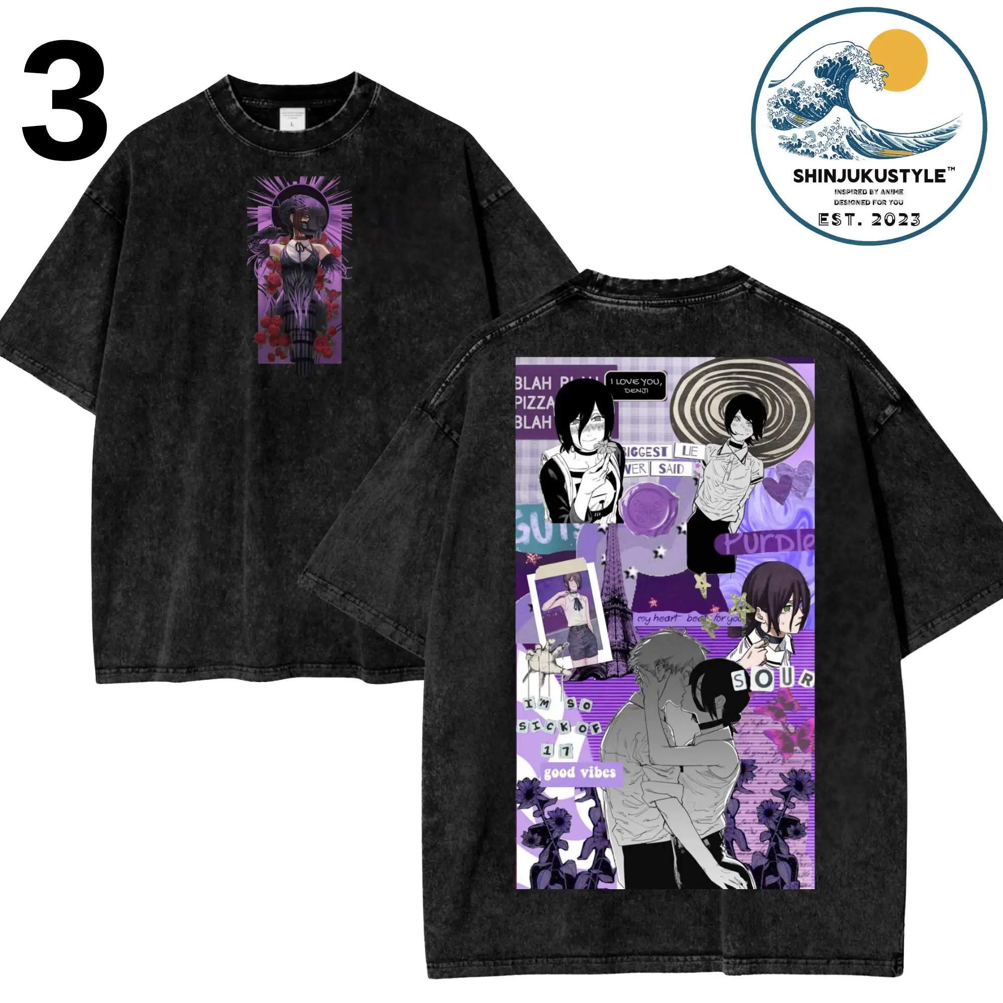 بالمنشار رجل X Reze قنبلة الشيطان تي شيرت النساء الرجال حمض غسل المتضخم أنيمي تي شيرت الشارع الشهير فضفاض عادية Harajuku الملابس #1