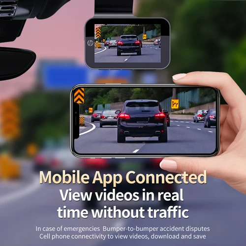 Imagen 2 del producto Cámara de coche HP cámara de salpicadero 4k HD visión nocturna WiFi DVR vídeo bucle monitoreo de estacionamiento cámara de salpicadero de coche cámara de salpicadero automática 4k