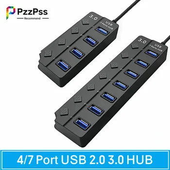 4/7 포트 다중 확장기 USB 3.0 허브, 스위치 전원 어댑터, USB 3.0 허브, 3.0 2.0, 노트북 PC용 멀티 USB 분배기