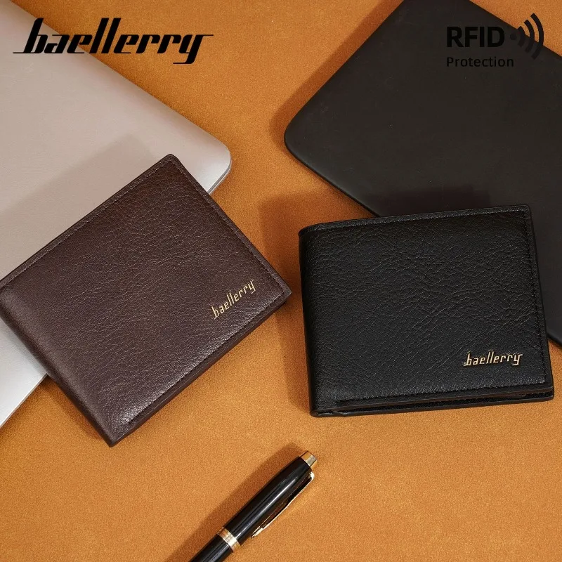 Baellerry Men RFID Wallets New Short Card Holder Simple Male Purses Photo Holder Small Coin Bag Zipper Wallet For Men