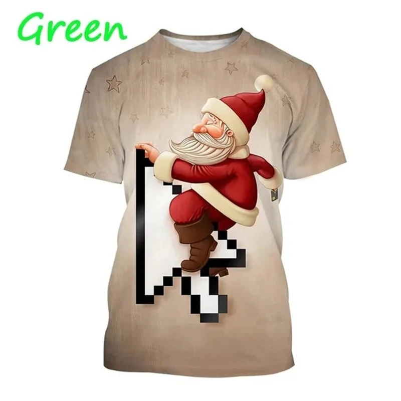 

New Santa Claus Graphic T Shirt For Men 3D Cute Xmas Merry Christmas Printing T-shirts Kids Funny Tees Women Harajuku Clothing