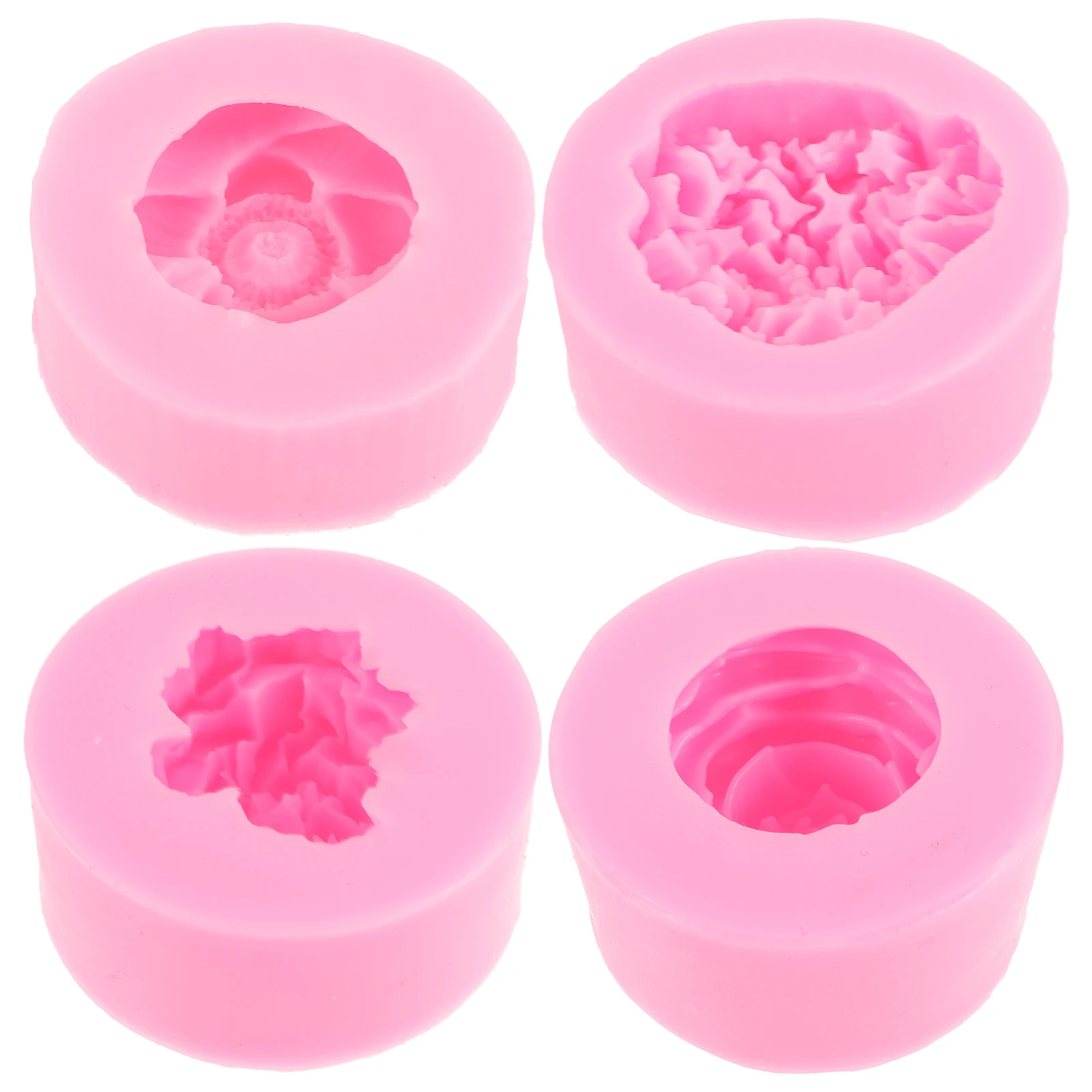 

4 Pcs Pink 828 824 15 929 15 927 Silicone Mold Flower Cake Fondant Chocolate DIY Epoxy Resin Jewelry Casting Decorations Smooth