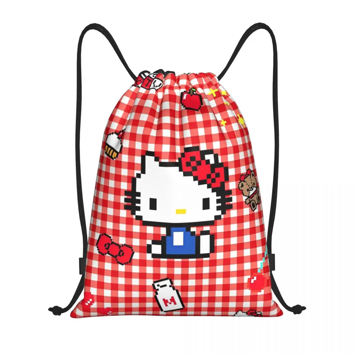 Cartoon Cute Hello Kitty Drawstring Bags Sports Backpack Gym Sackpack HelloKitty String Bag for Hiking