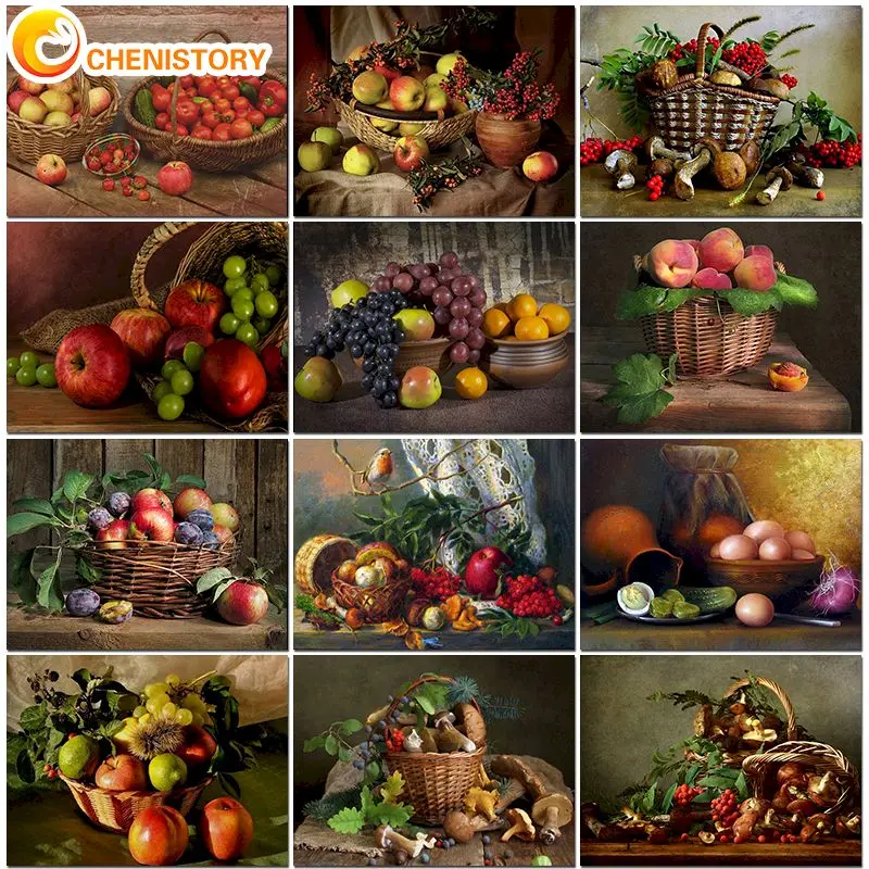 

CHENISTORY Paint By Number Fruit Drawing On Canvas HandPainted Still Lifes Painting Gift Diy Pictures By Number Kits Home Decor