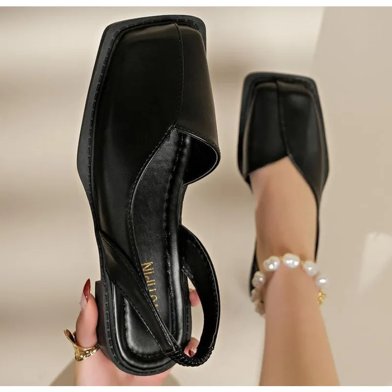 

New Elegant Women's Sandals Summer Low Heels Oxford Shoes Slip on Summer Shoes for Women Trend Heeled Sandalias Mujer
