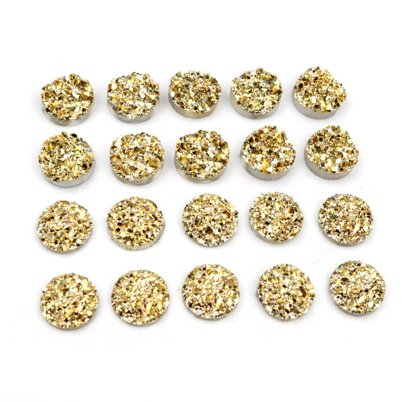 New Fashion 40pcs 8mm 10mm Gold Color 2-Style Flat Back Resin Cabochons Cameo Dome DIY Jewelry Making Accessories