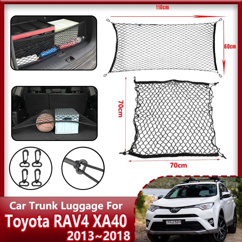 Car Trunk Net For Toyota RAV4 2014 Accessories XA40 40 2013~2018 Car Boot Trunk Cargo Nets Nylon Elastic Storage Organizer Parts