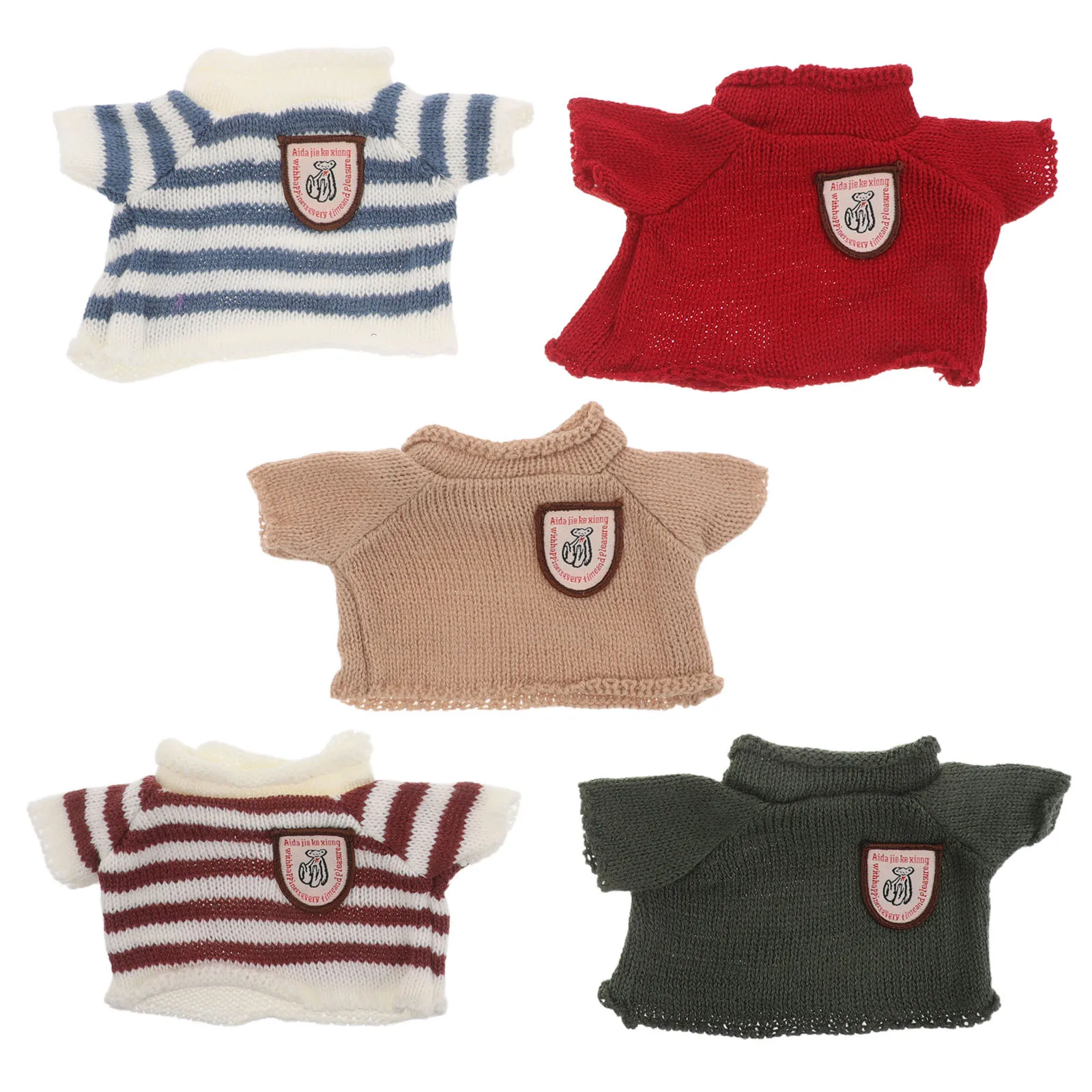 

5pcs Knitted Sweater For 30Cm Bear Outfits Handmade Animal Costume Diy Dress Up Accessories Stuffed Clothes Birthday Gift