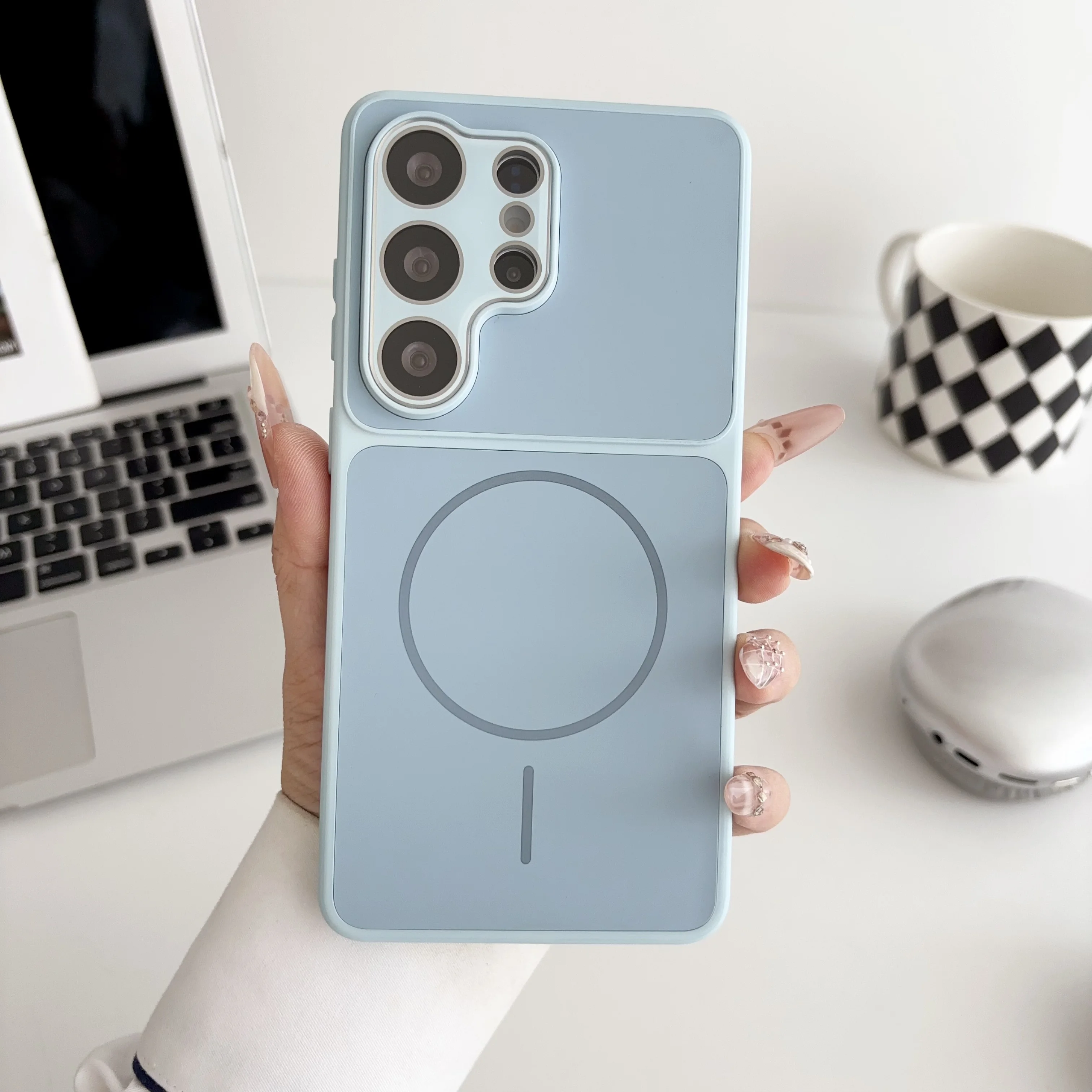 Premium Liquid Silicone Magnetic Case For Samsung Galaxy S26 S25 S24 Ultra Plus For MagSafe Crystal Lens Protect Skin Feel Cover