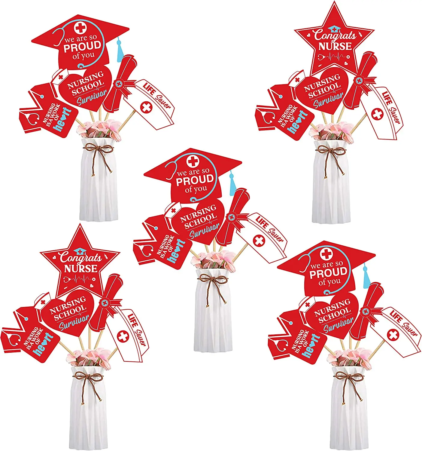 

24 Pack Nurse Graduation Centerpiece Sticks Congrats Nurse Table Toppers for Class of 2023 Nurse Graduation Party Decorations