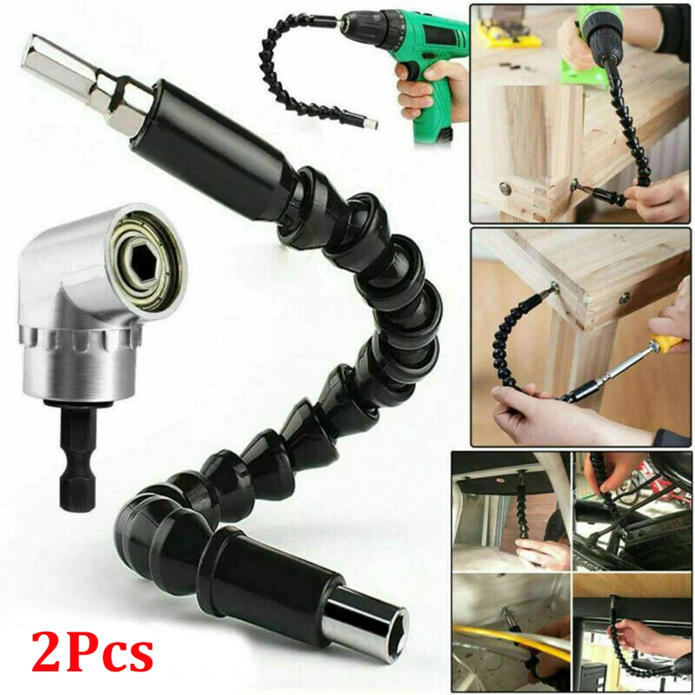 

2pcs Right 105 Angle Drill Flexible Shaft Bit Kit Extension Screwdriver Bit Holder 2-in-1 Angle Drills Bit Kit