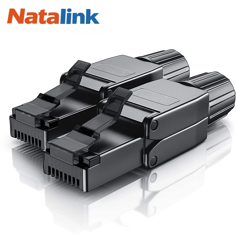 Natalink Cat8 Cat7 Cat6a Conectores RJ45 Ferramenta Livre Industrial Ethernet Fácil Jack Blindado RJ45 Plugue de Terminação Modular - 1 PCS