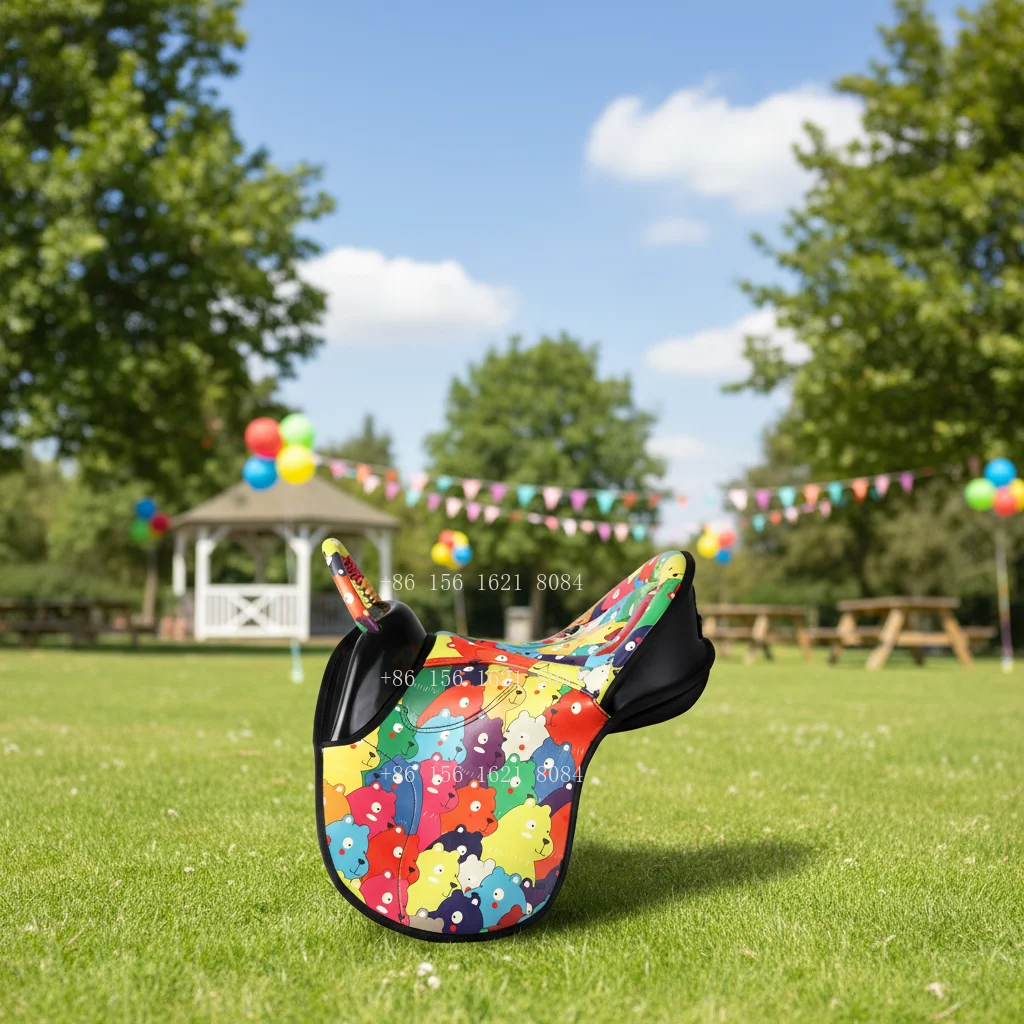 Premium Elf British Children's Saddle, Lightweight and Comfortable Riding Saddle, Colorful 12 Inches