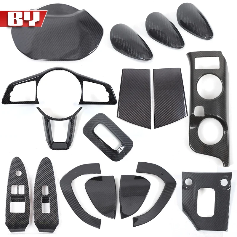 

For Nissan Fairlady Z RZ34 400Z 2023+ Car Real Dry Carbon Fiber Interior Steering Wheel Button Trim Cover Frame Panel Decoration