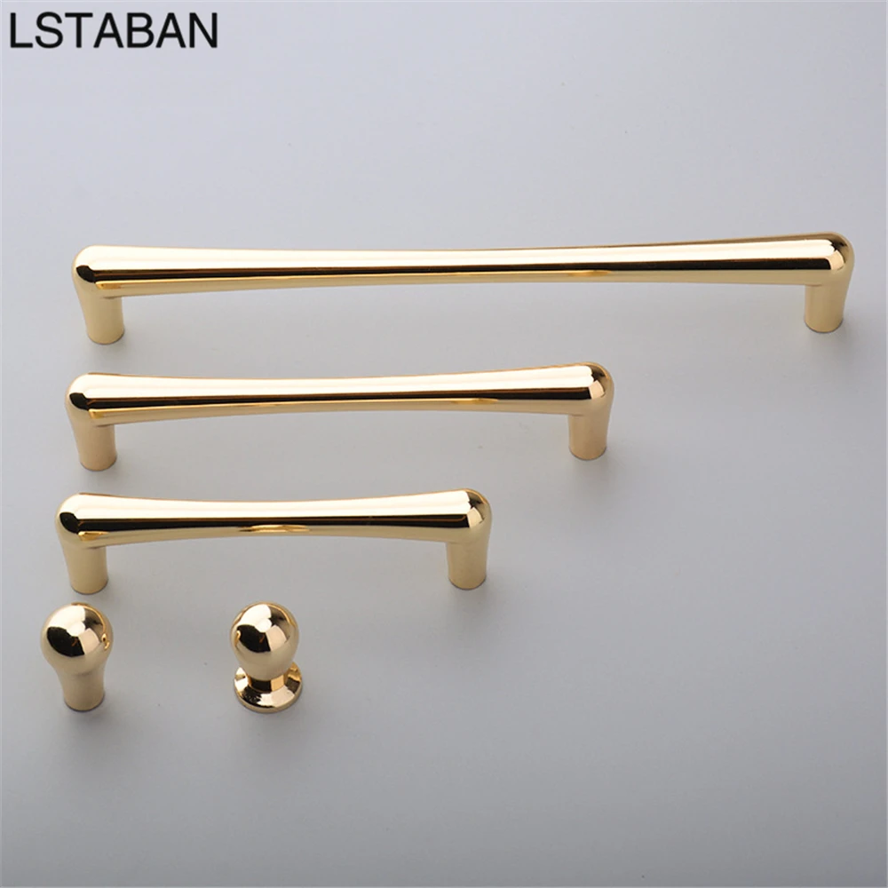 Bright Gold Kitchen Cabinet Handle Luxury Fashion Cabinet Door Knob Solid Zinc Alloy Furniture Drawer Pull Wardrobe Dresser Knob