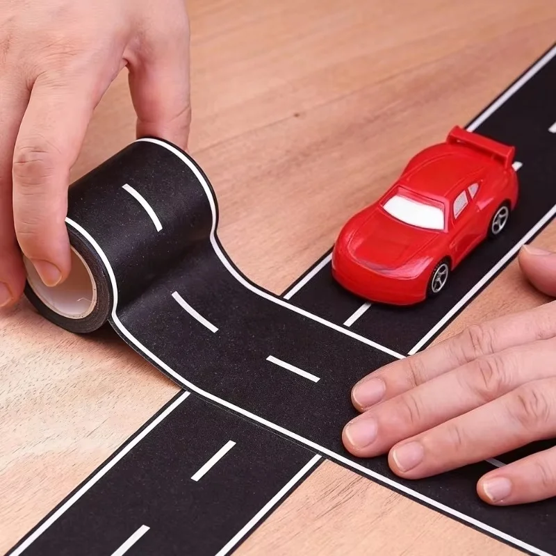 1-2 Rolls Reusable Road Track Stickers Black Highway Tape Toy Car Road Tape For Kids Birthday Racing Party Table Floor Decor Set