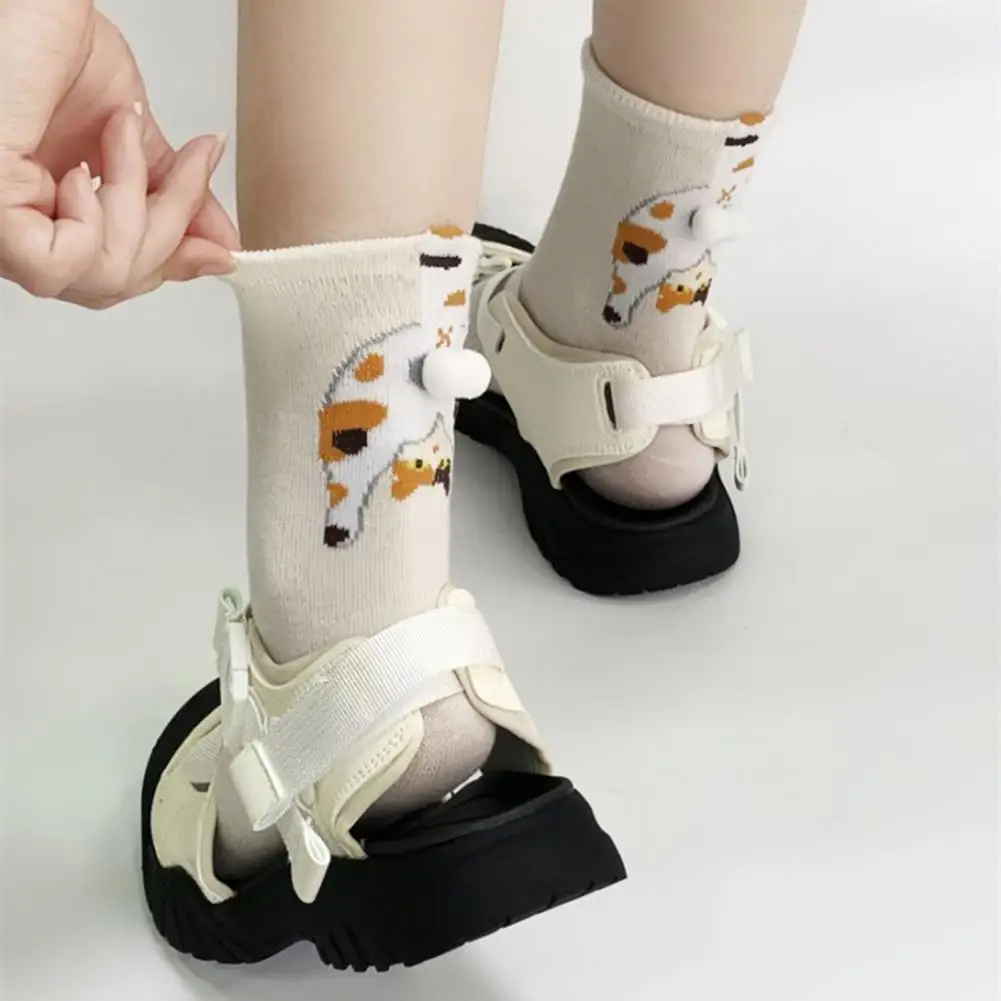 

Fun Cat Socks Funny Cat Lover's Crew Socks with 3d Fuzzy Balls Novelty Animal Socks for Women Cute Cat Gifts for Christmas