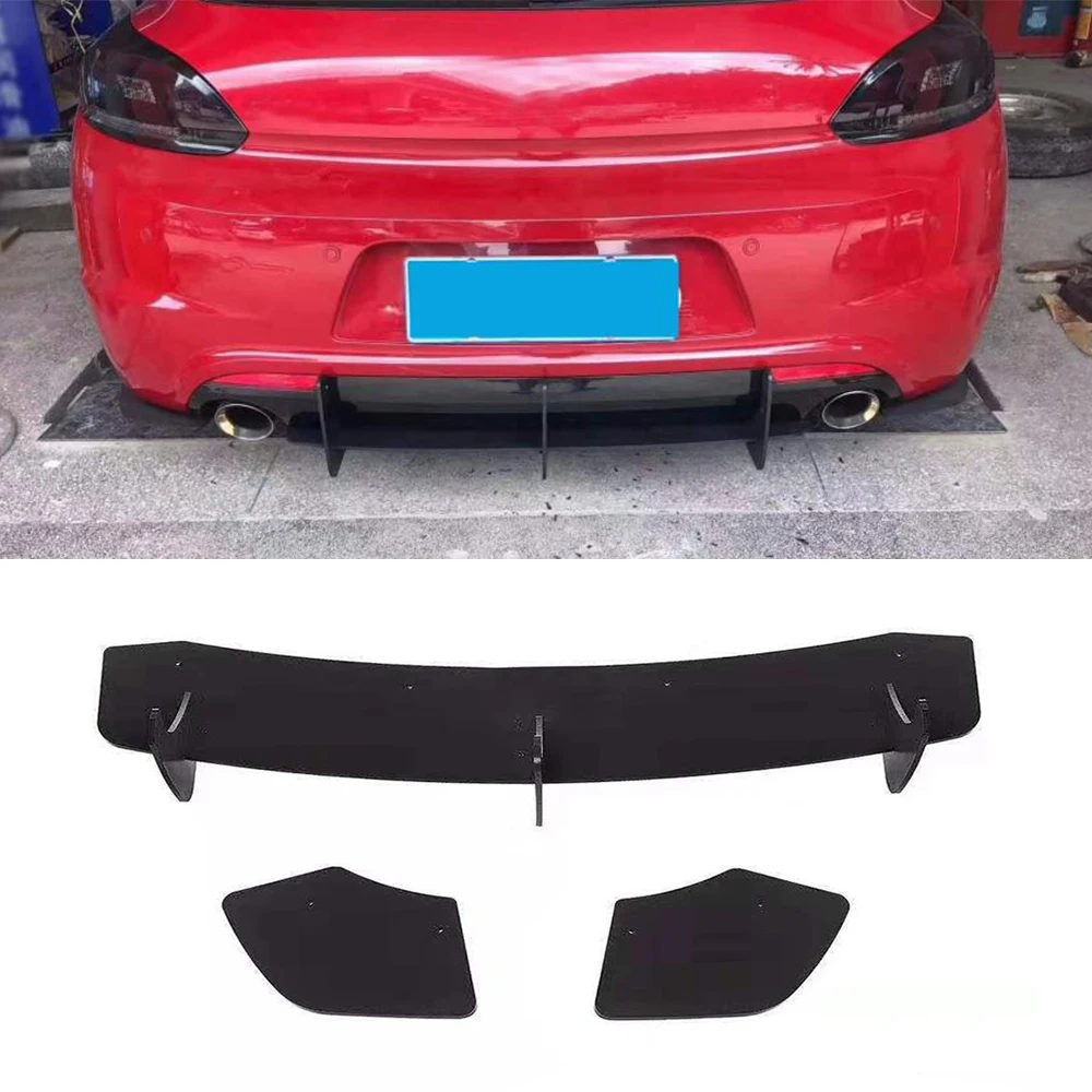 Matte Black Car Rear Bumper Diffuser Splitters For VW Scirocco 2015 2016 Rear Diffuser Lip With Splitters Non R