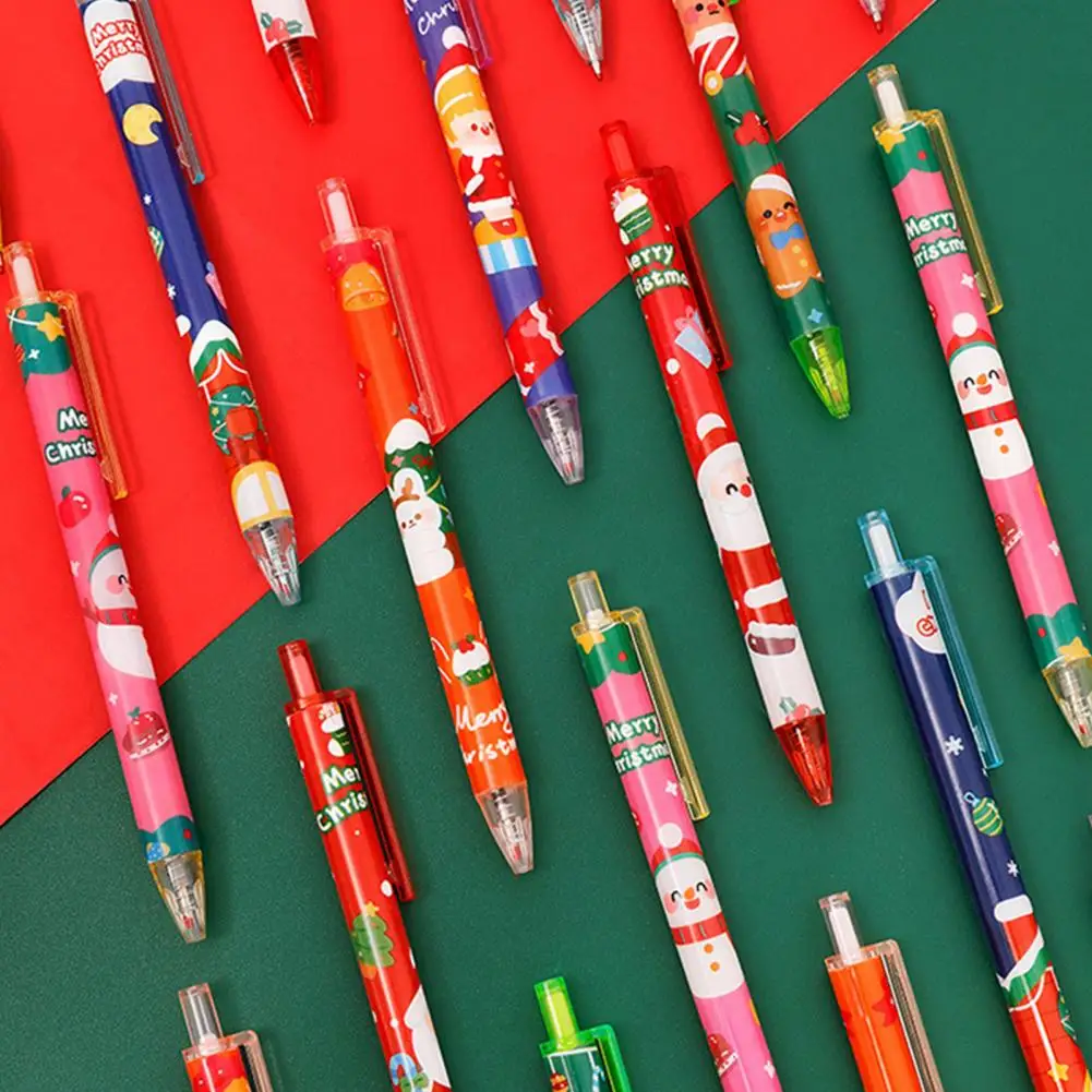 Xmas Ballpoint Pens Christmas Gel Pens Vibrant Christmas Ballpoint Pens with Exquisite Patterns Ultra-fine Point Gel for Writing