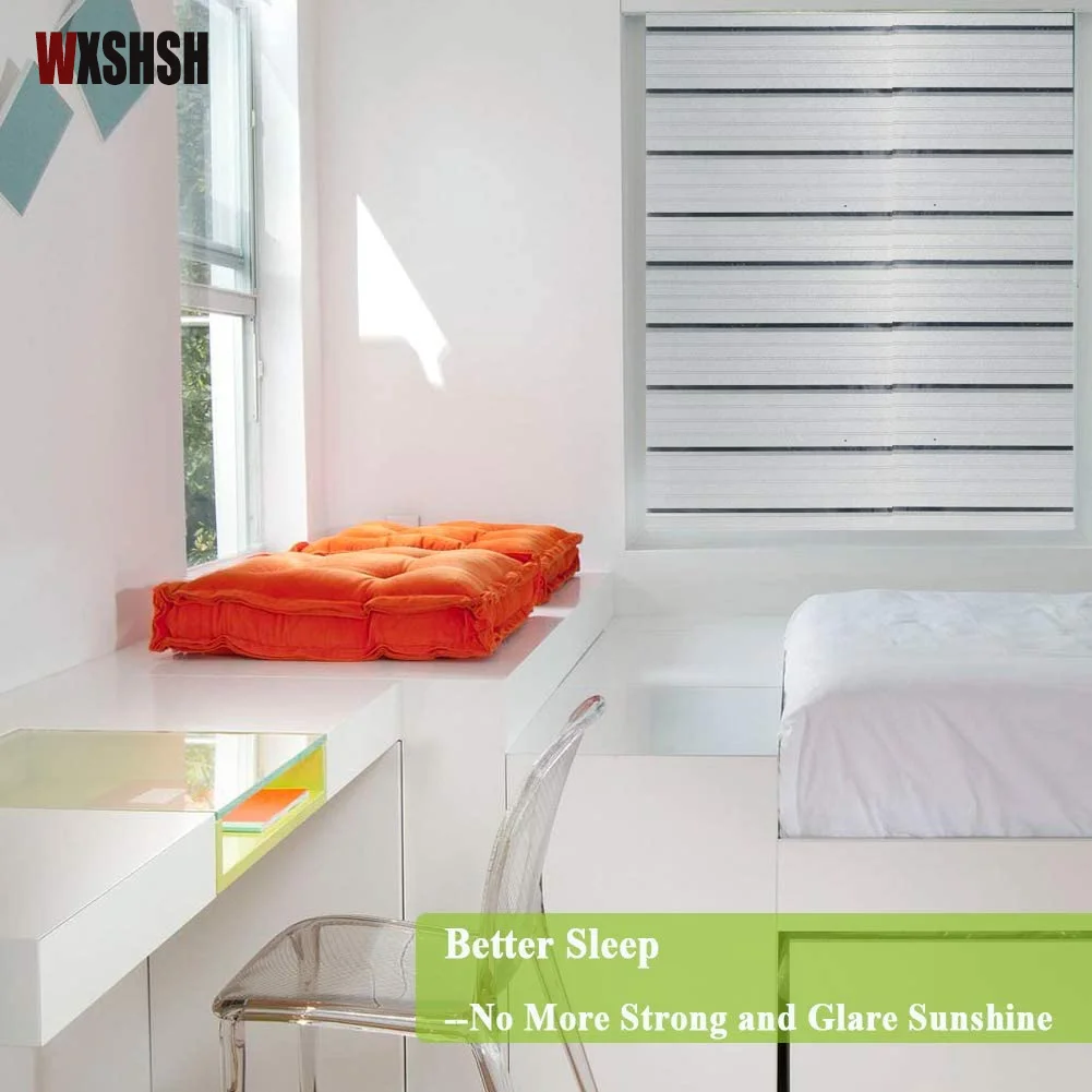 Window Sticker Static Cling No Toxic PVC Stripe Pattern Privacy Protection UV-Proof Reusable Explosion-Proof Frosted Glass Foil