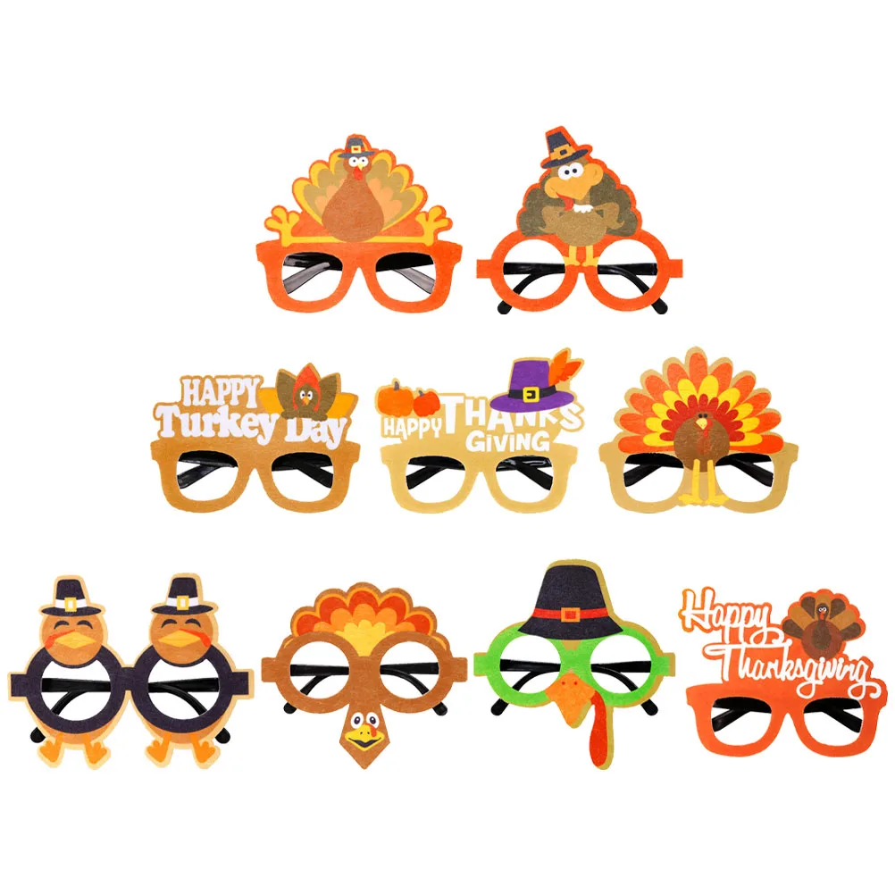 

9 Pcs Turkey Glasses Frames Decorative Eyeglasses Thanksgiving Day Party Eyewear Favors Photo Booth Props Supplies Creative