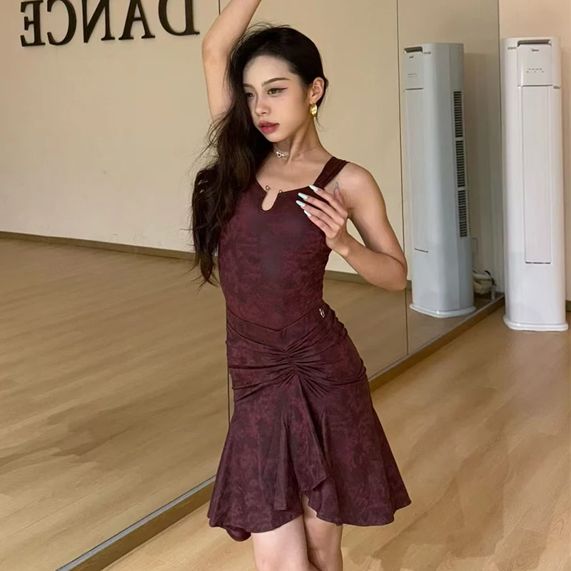 ラテンダンス衣装女性パフォーマンス服大人ラテントップススカートルンバチャチャダンス競技練習ドレス BL16910