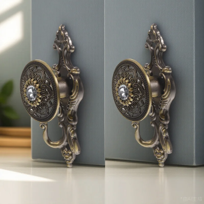 

2Pcs Water Drill Curtain Hooks Decorative Alloy Pothooks Vintage Design for Shower Door Window Curtains Multipurpose Curtain