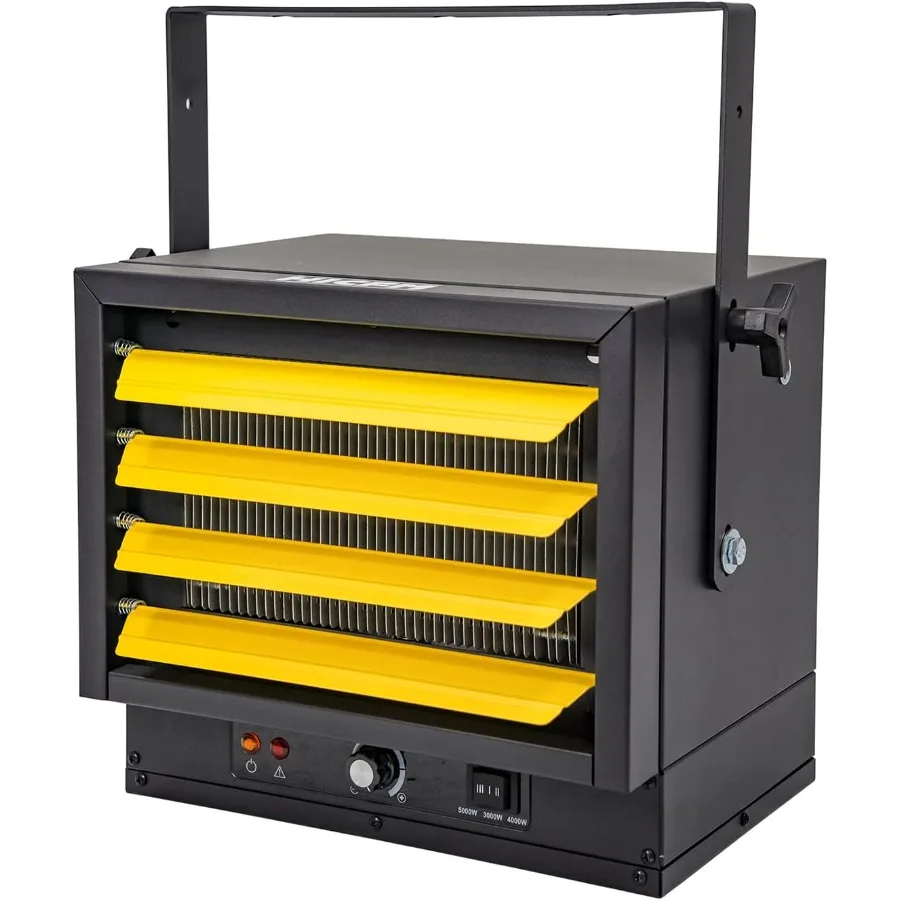 Calentador eléctrico para garaje, calentadores para tienda de montaje en techo de 5000W con protección contra sobrecalentamiento de 3 niveles de calor, ventilador con cable duro de 240V, industria forzada
