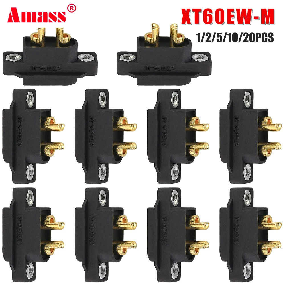 Amass XT60EW-M Mountable XT60E Male Plug Connector DC500V 20A-40A 0.6mΩ Gold-Plated for RC Drone DIY Part 1/2/5/10/20PCS