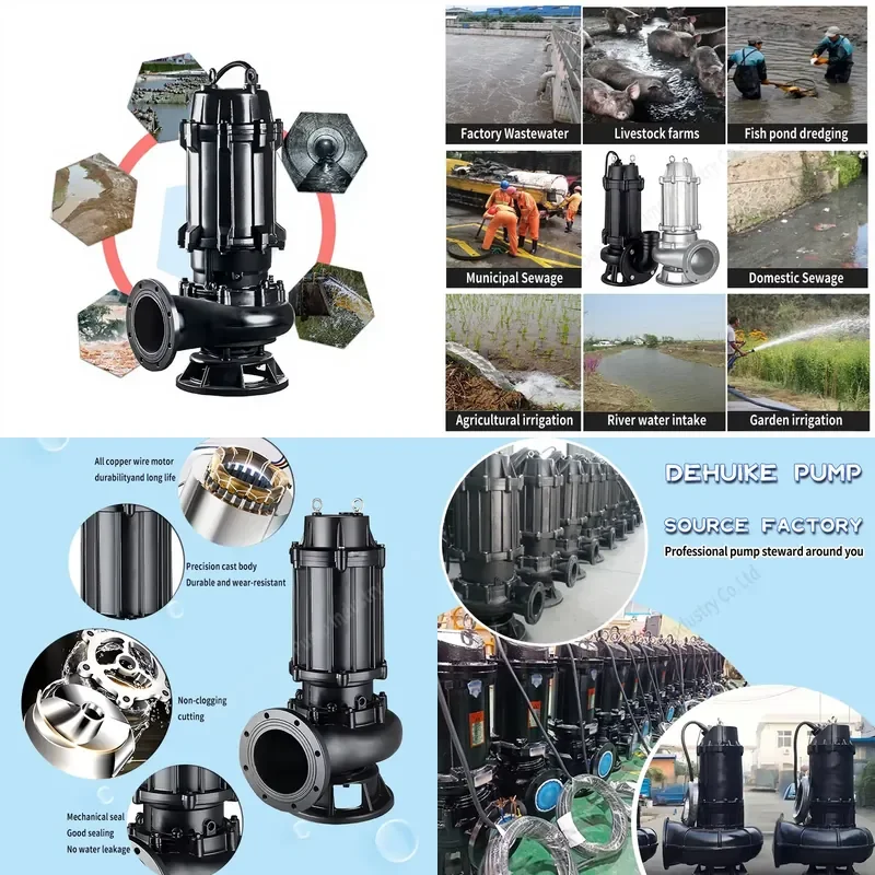 Hot Sale Fecal Suction Pump with Cutting Waste Dirty Centrifugal Submersible Vertical Sewage Pump