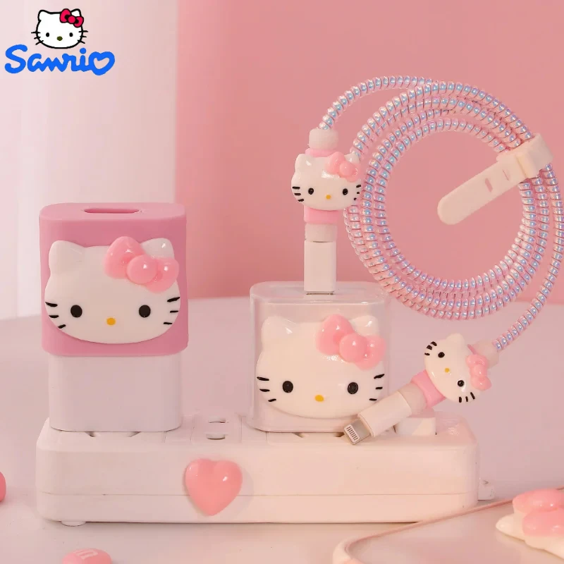 Cubierta protectora para Cable de datos de Hello Kitty, Kawaii Sanrio, cosas de gatito lindo de Anime, 20W, Protector de cargador de Iphone, cubierta de bobinado