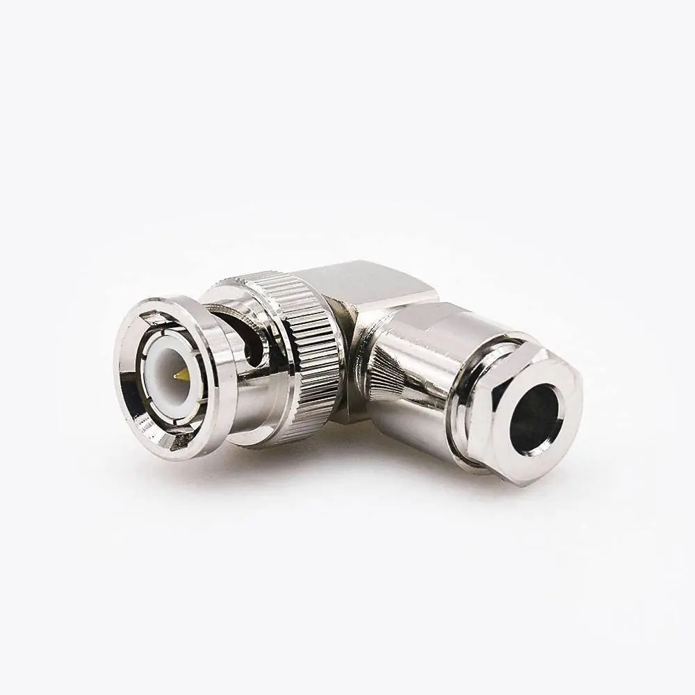 BNC Coaxial Connector Male Plug Right Angle Clamp 50 Ohm Fit RG58 Cable For Antenna Radio