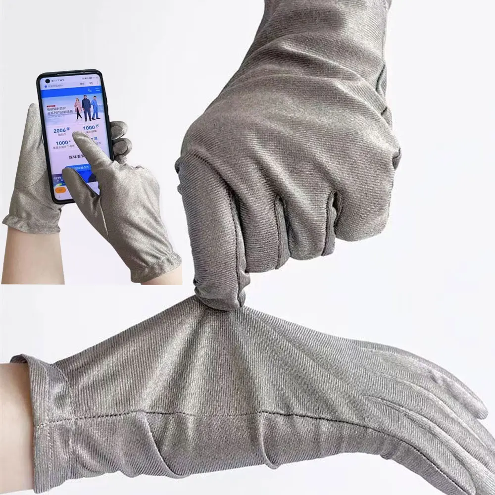 

Silver Fiber Gloves Antistatic Conductive Material Screen Touch Mittens Antibacterial EMF Shielding Hand Protection