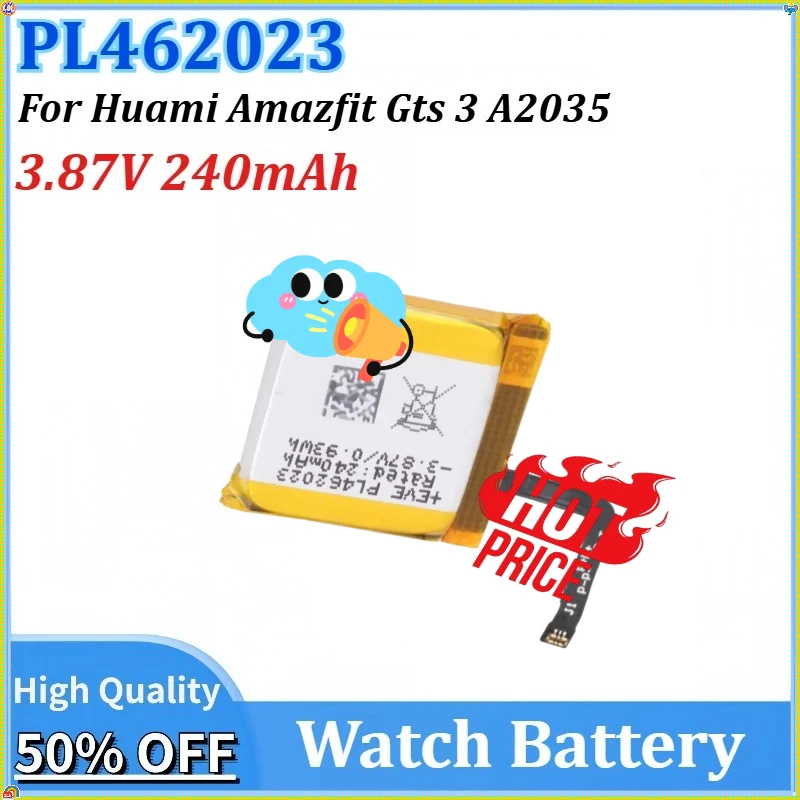 

For Huami Amazfit Gts 3 A2035 Bateria Newly Upgraded PL462023 3.87V 240mAh Replacement Li-Ion Smart Sports Watch Battery