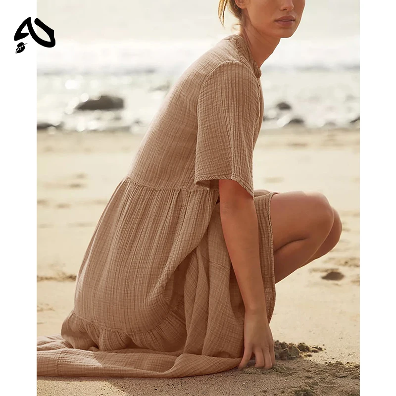 Original Muslin 100% Cotton Gauze Elegant Pretty Women Dresses Sexy V-Neck Long Party Dress Ladies Dresses Sale Summer Sundress