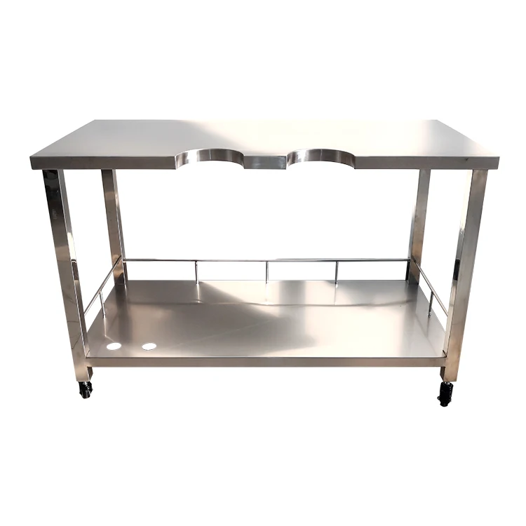 Stainless steel veterinary B-ultrasound table Professional ultrasound table with wheels can be moved