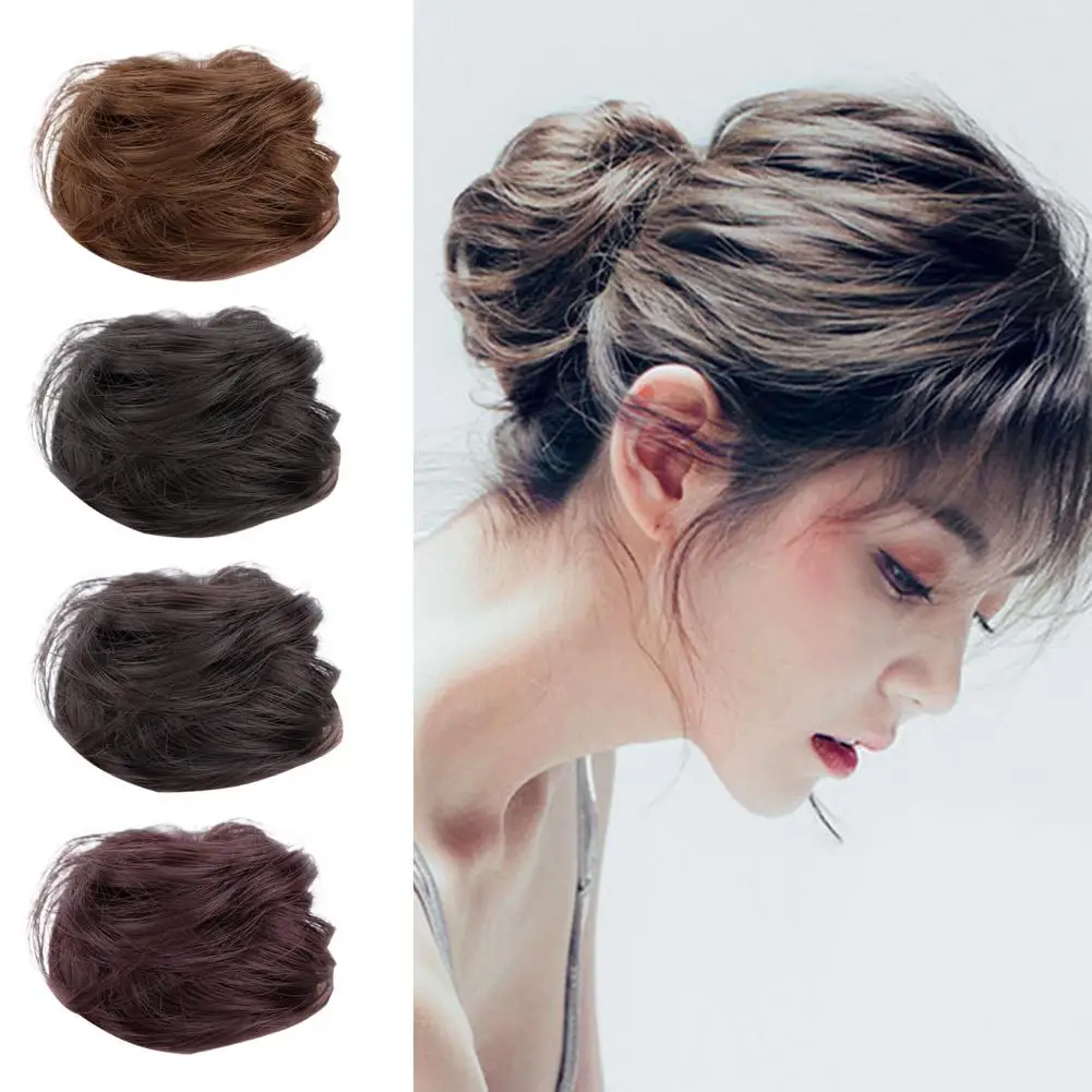 

Hair Bun Wig Elastic Band Scrunchie Natural Fluffy Hair Extension Hairstyle Traceless Meatball Maker Straight Hair Band Accessor