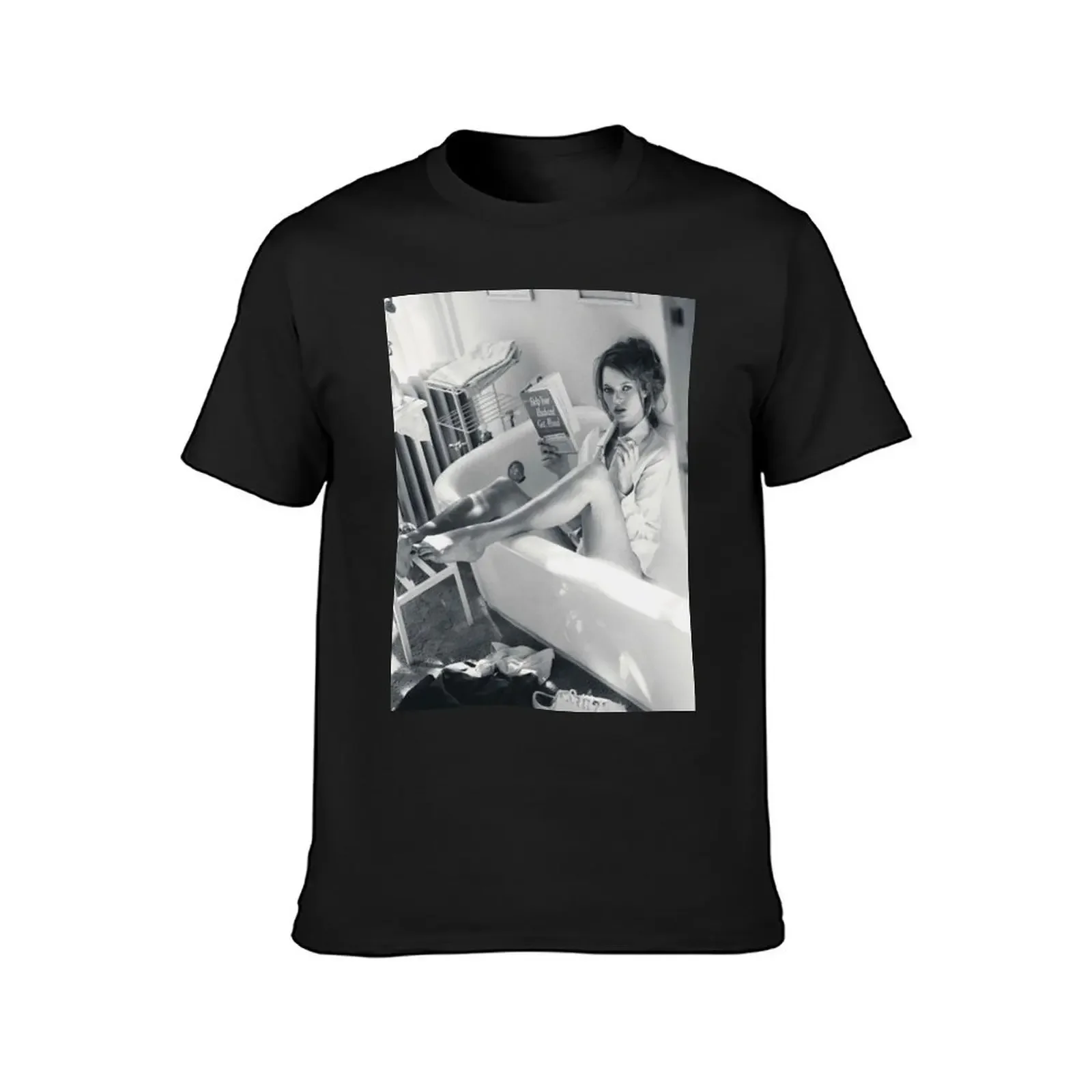 KATE MOSS FASHION PHOTOGRAPHY 90s Black and white Editorial bicycle T-Shirt anime t shirts blanks vintage t shirt men