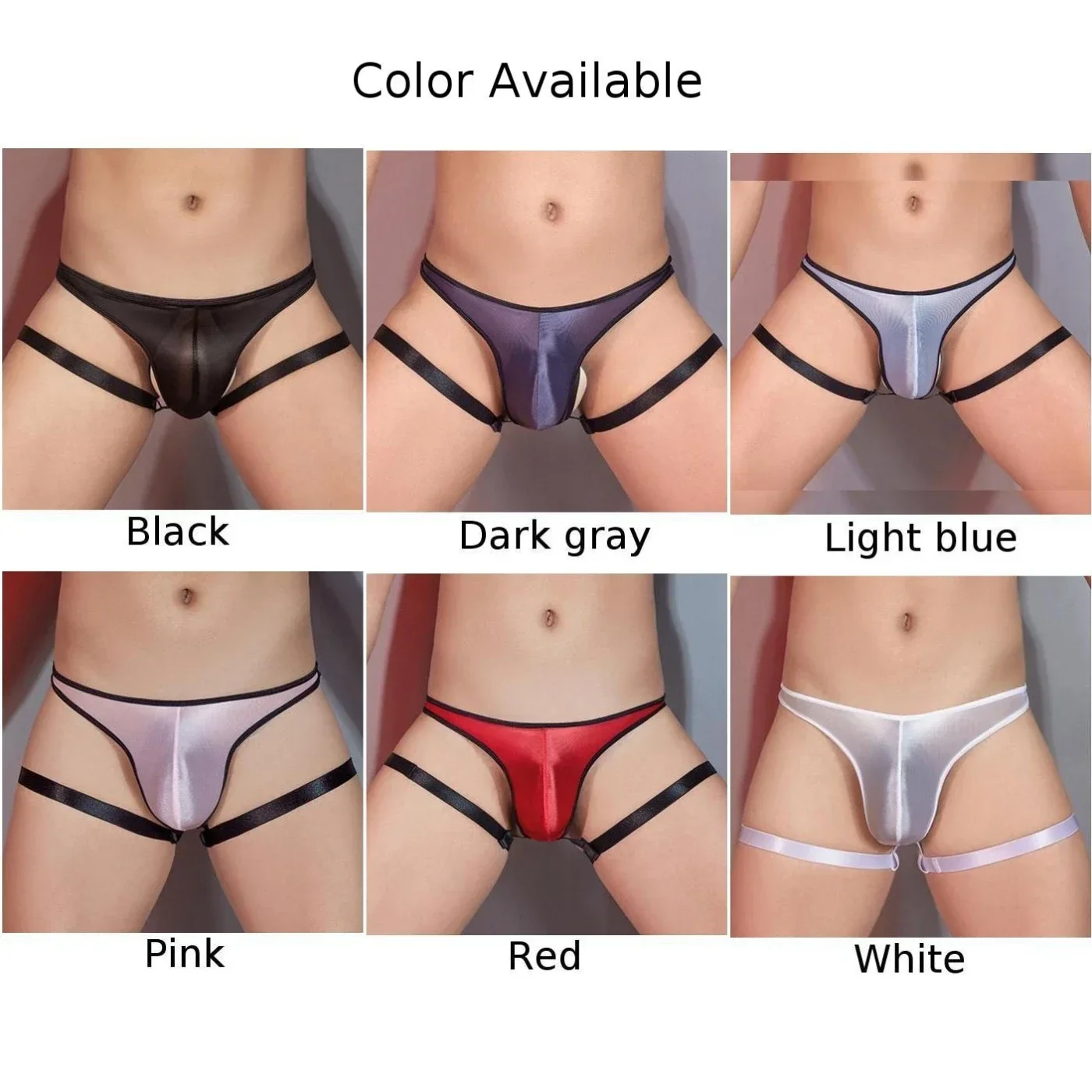 Sexy Mens Oil Shiny Thong Panties Bulge Pouch Briefs Open Butt Underpants Elastic Low Waist Sissy Lingerie Erotic Underwear