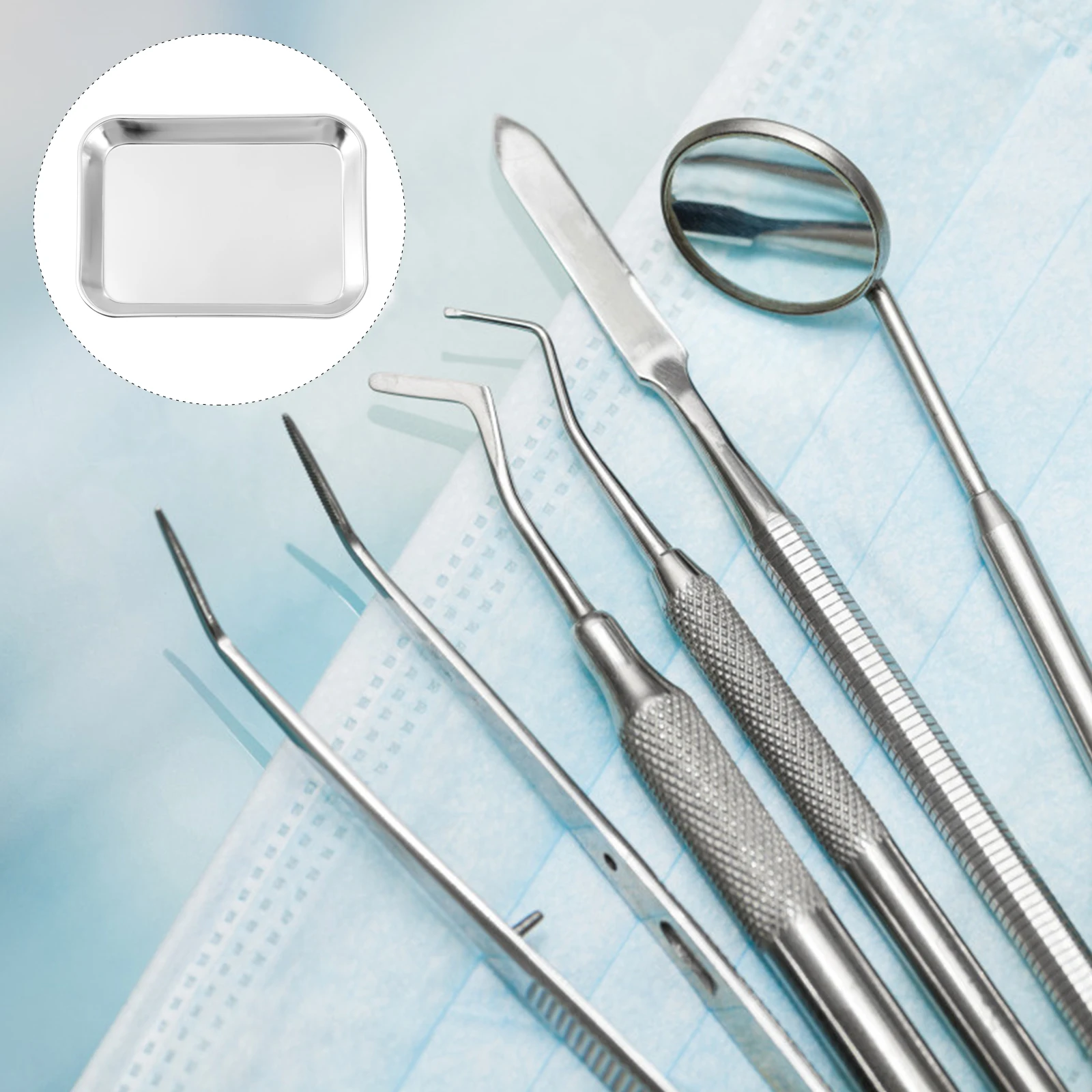 

Stainless Steel Flat Bottom Tray Dentistry Instrument Trays Clinical Square Crimping Plates Dental Sterilization