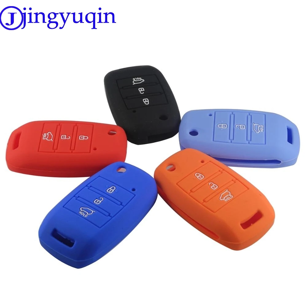 jingyuqin New 3 Buttons Silicone Remote Folding Flid Key Case Cover For Kia Sorento Carens K2 K3 K4 K5