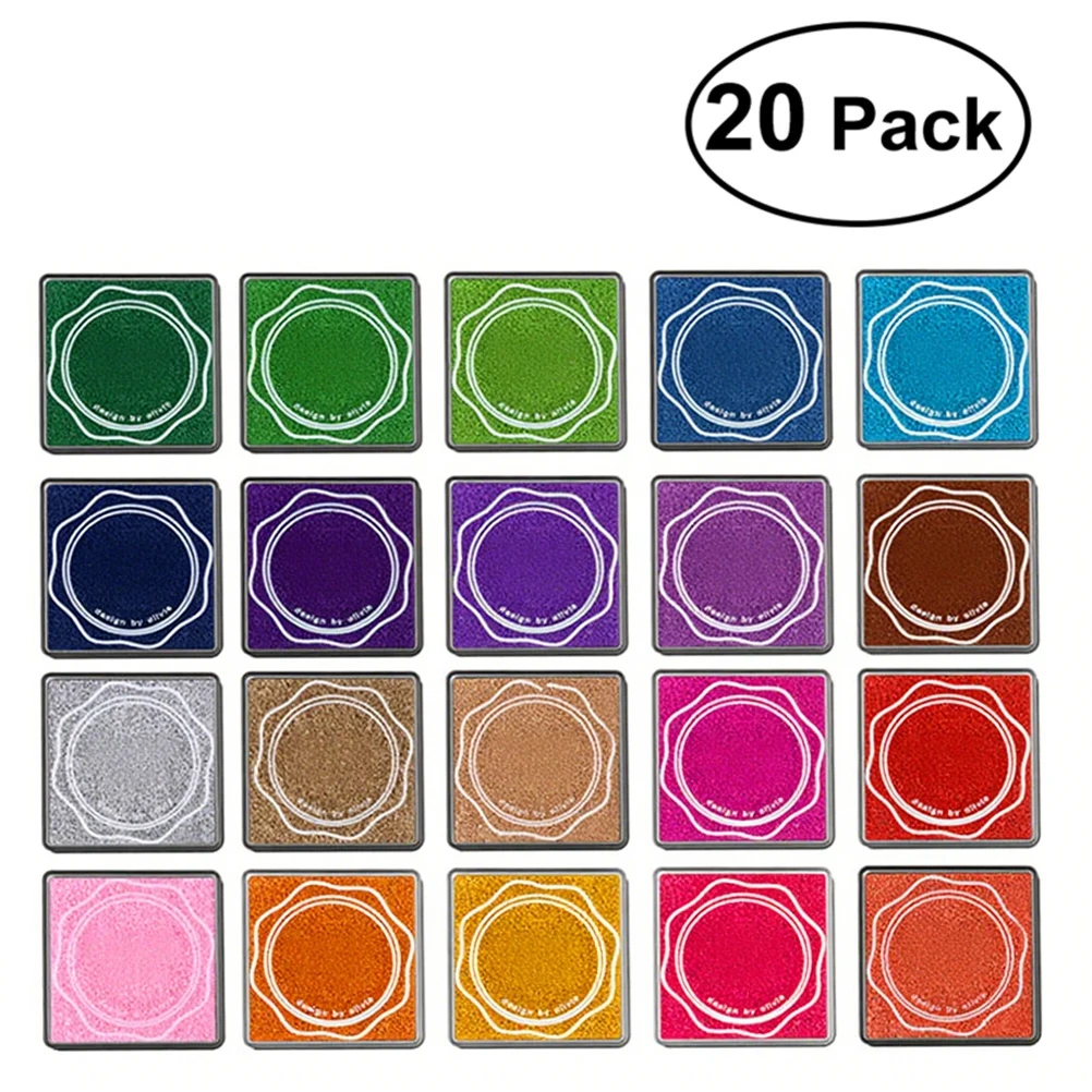 20Pcs Colorful Ink Pads Large Capacity Washable Quick Dry for DIY Craft Scrapbooking Fabric Wood Paper Stamping Projects