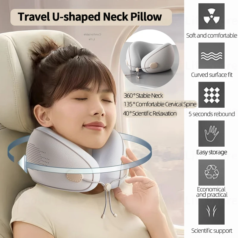 

Aircraft Travel Pillow Sleeping U-shaped Pillows C-shaped Neck Pillow Portable Latex Memory Foam Pillow Sleep Travel Head Pillow